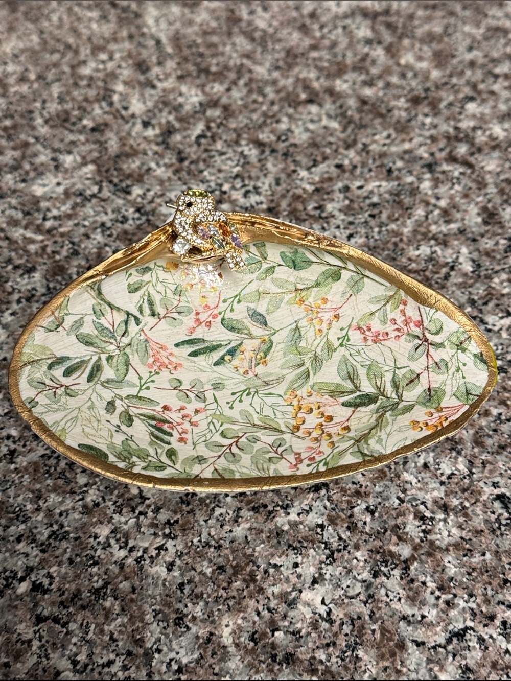 Bird Floral Trinket Dish with stand